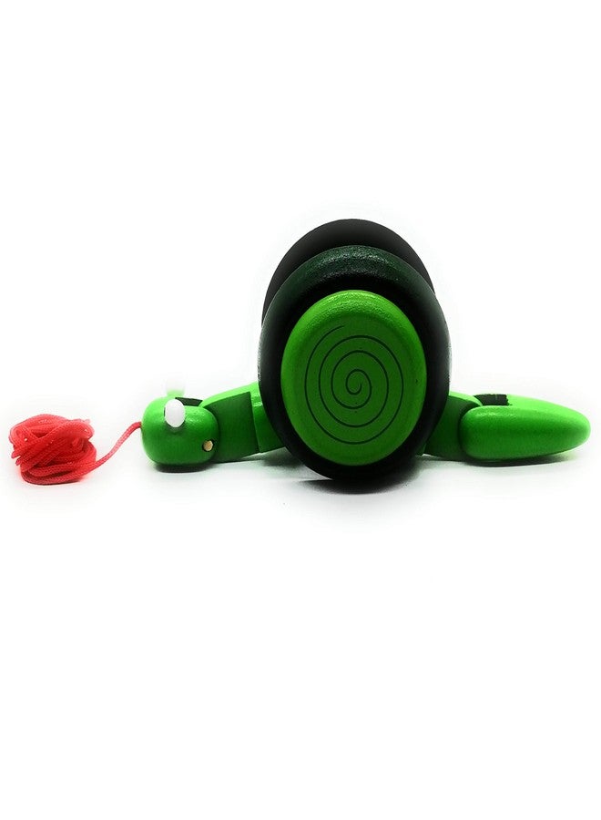 DAISYLIFE™ Walk-A-Long Snail Toddler Wooden Pull Toy | 6.5 x 2.5 Inch | Green - Image 1